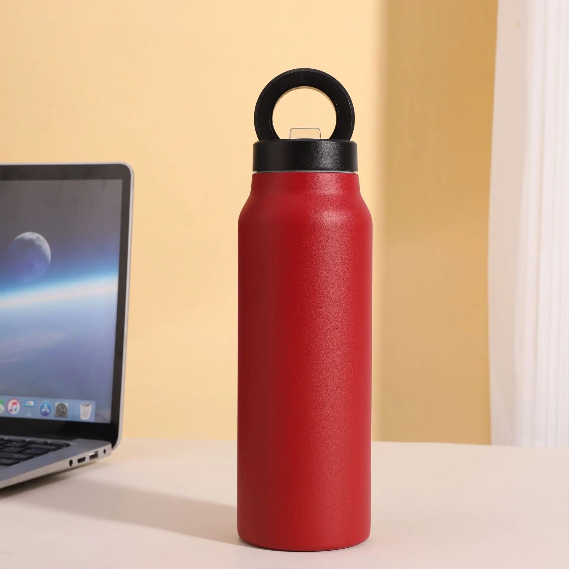 Painted Sports Thermos 24oz Vacuum Flask with Magnetic Phone Rack | Stainless Steel Water Bottle