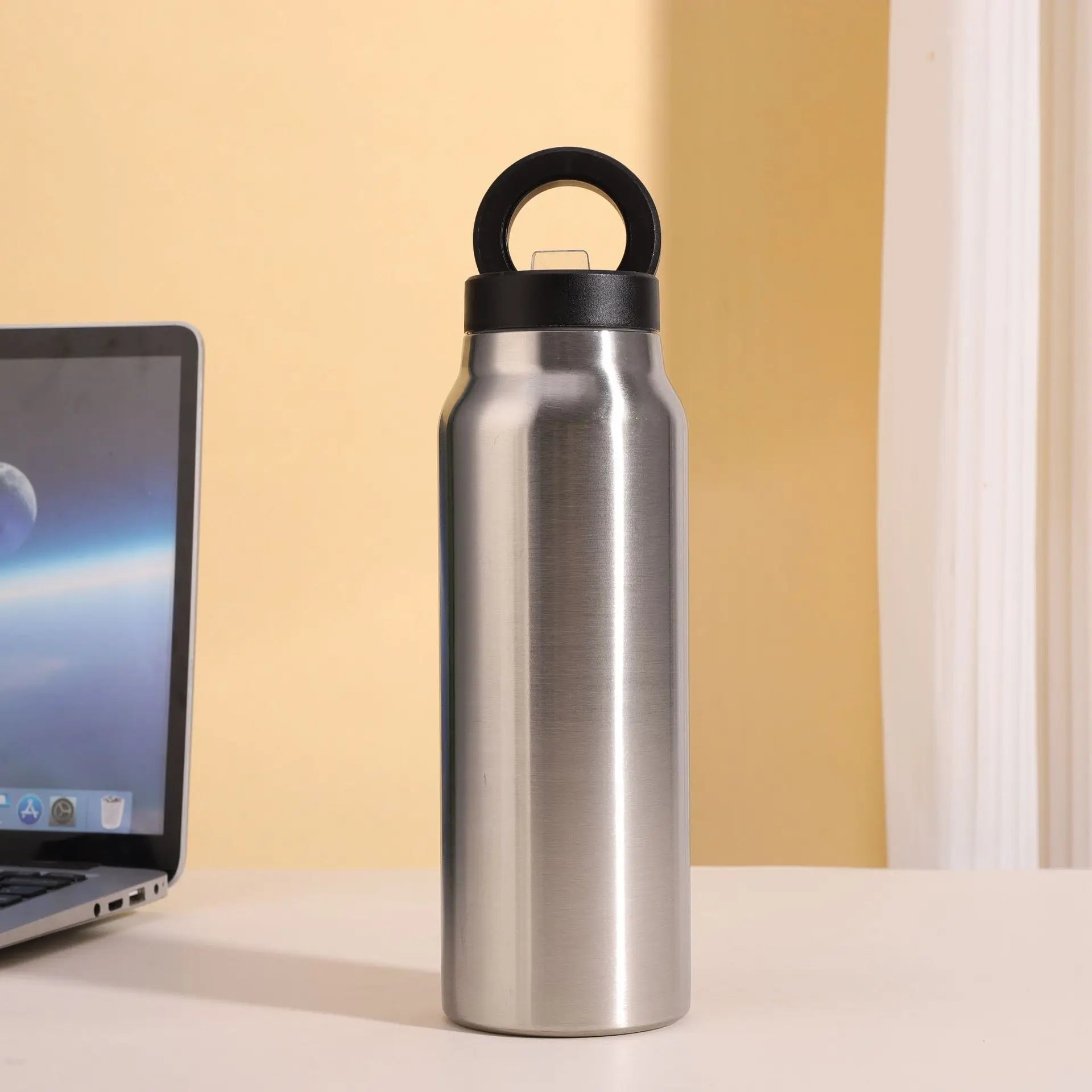 Painted Sports Thermos 24oz Vacuum Flask with Magnetic Phone Rack | Stainless Steel Water Bottle