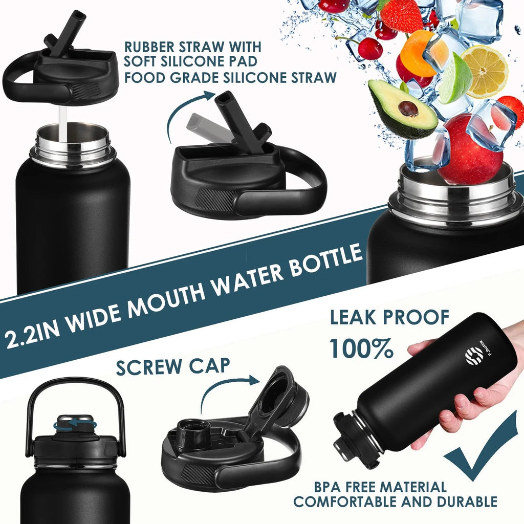 Insulated Water Bottle - Straw Lid, 950-1200ml